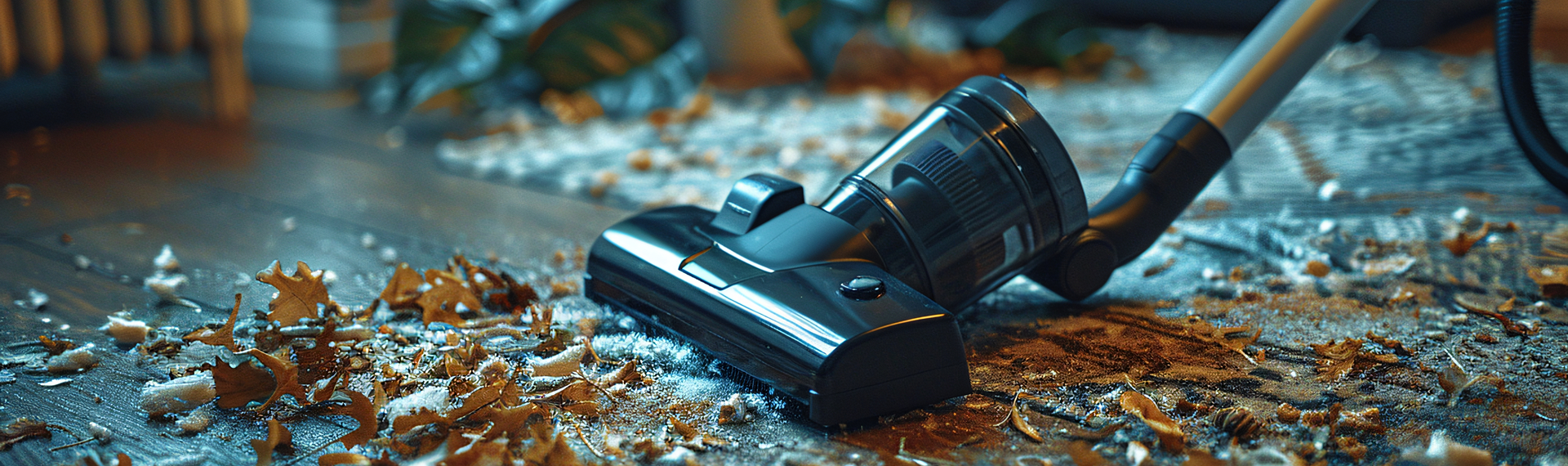 Cordless vacuum cleaner cleaning hard floors