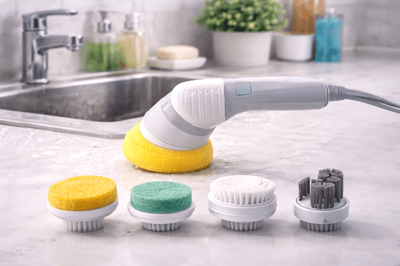 Electric cleaning brush with multiple interchangeable cleaning heads